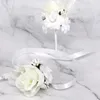 Fleurs décoratives Corsage fleur artificielle boutonnière bal anniversaire fête embellissement mariée marié unisexe décor de mariage