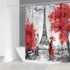 Dusche Eiffelturm 3D Duschvorhang Paris Landschaft Badezimmer Set rutschfeste Teppiche Toilettendeckel Abdeckung Matte Teppich Home Decor