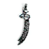 Étage noir Zulfiqar épée pierre pendentif en argent Hz Ali collier pointe Chains185S