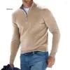 Hommes chandails hommes laine quart Zip pull à manches longues plus chaud couleur unie pull extérieur automne hiver