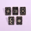 Brooches Pins for Women Vintage Rectangle Black Color Tarot Fashion Funny Badge for Dress Cloths Bags Decor Cute Enamel Metal Jewelry Wholesale