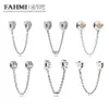 FAHMI 100% argent sterling 925 11 breloques chaîne de sécurité couronne de coeur arcs multicolores d'amour sécurité sécurité enchantée fleur sauvage O198x