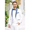 3 sztuki szal Lapel biały garnitur Slim Fit Custom Made One Button Groom Tuxedos Party Man nosza kurtka kamizelki 3172