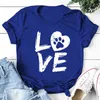 Love Letter Cat Paw Print Short Sleeve Round Neck Loose Casual Large Underlay T-shirt New Women's Wear