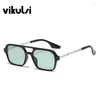 Zonnebril Hoge Kwaliteit Retro Kleine Rechthoek Vrouwen Mannen 90s Dubbele Brug Zonnebril Oceaan Lenzen Shades Unisex Zonnebril Dames