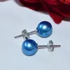 Pendientes de botón XF800 S925 Plata de ley Perla de agua dulce natural redonda Joyería fina Blanco Azul Rosa Púrpura Regalo de boda 2023