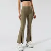 Lu Lu Lemons Sport Dames Sportkleding Zomer Yogabroek Bootcut Uitlopende pijpen Buikcontrole Stretch Sneldrogend Donkergrijs Wijniongrijs Fitness Workout-broek