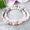 MG1092 Nouveau Design Mala Perle Bracelet Ensemble pour Femmes Boho Double Wrap Bracelet Rose Rose Quartz Lava Energy Bracelet 6 mm Perlé Lay313d