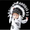 Doll House Accessories Fangle Indian Style Headband Child Feather Flower Headdress Party Hat Baby Po Props Decoration Garland Hair 230719