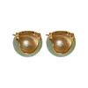 Boucles d'oreilles perle ronde tempérament Design de mode cuivre Style coréen émail boucle d'oreille femmes