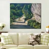 Landscape Art Canvas Reproduction Road med träd i Rocky Mountains Paul Cezanne Måla handgjord modern inredning