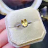 Pierścienie klastra Naturalny pierścień topaz 925 Srebrny certyfikat 6x8mm żółty kamień szlachetny piękny prezent dla dziewcząt