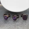 Onregelmatige Ruwe Amethisten Nugget Verstelbare Ring, Healing Crystal Paars Quartz Vinger Ring Voor Vrouwen Stijlvolle Sieraden Gift