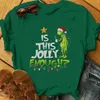 T-shirt damski Grinch T-shirt świąteczny na gorąco z tłoczeniem T-shirt