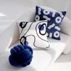 Pillow Blue Art Cover Light Luxury Modern Minimalist Style Soft Fabric Trendy Design Bedroom Sofa Bed Home Decoration All-