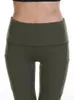 Kvinnors leggings Hög midja Push Up Tights Sexiga kvinnor Yoga Pants Solid Color Pockets Gym Trousers Stretchy Elastic Drop