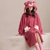 Vêtements de nuit pour femmes Robes Kawaii Dessin Animé Anime Pyjamas Pour Femmes Hiver Flanelle Chaud Chemises De Nuit Mignon Ours Homewear Lâche En Peluche Loungewear