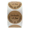 1 Inch Round Brown Kraft Stickers 500 labels per roll Handmade WITH LOVE THANK YOU289b