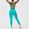 Women's Tracksuits 2 Pieces Women Yoga Set Workout Shirts Sport Pants Bra Gym Suits Fitness Shorts Crop Top High Waist Running Leggings Sports Sets J230720