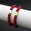 Natural Stone Elasticity Strands Beaded Bracelets for Women Men Lovely Stainless Steel Little Bear Charm Bracelet Couples Friendsh199g