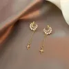 Luxe Heldere Gouden Maan Oorbellen Lange Mode Strass Cross Drop Voor Vrouwen 2021 Sieraden Accessoires Dangle Chandelier346g