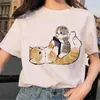Camiseta de verão nova manga curta coleção feminina dia das mães Puk estampa de desenho animado gato manga curta