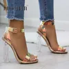 Sandálias 2019 Verão PVC Transparente Strappy Sapatos de Salto Alto Feminino Sandálias Peep Toe Sexy Festa Sapatos Femininos Senhoras Mulher Sandalias L230720