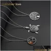 Pendant Necklaces Fashion Vintage Sier Sweaters For Women Designer Life Of Tree Feathers Turtles Elephants Lady Pendan Drop Delivery Dhsb8