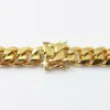 10mm 12mm 14mm Miami Cubaanse Link Chain Heren 14K Vergulde Kettingen Hoge Gepolijst Punk Curb Rvs Hip Hop Jewelry282t