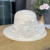 Bérets femmes fausses perles chapeau élégant large bord dentelle couture plage fascinateur avec fleur décor été femmes seau