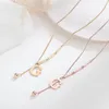 Fashion Titanium Steel New Necklace Female Rose Gold Letter g Inlaid with Diamond Tassel Clavicle Chain Luxury Jewelry DF9N2646