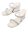 Top Mooie Vrouwen Ontwerpers Beroep Wedge Sandalen Hak Dame Lederen Muilezels Zomer Casual Party Bruiloft Dame Slide EU35-42, Box