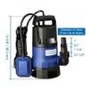 1HP 3432GPH 750W Pompe de puisard d'eau submersible Dirty Clean Swim Pool Pond Flood247Y