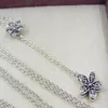 100% 925 Sterling Silver Chain Dazzling Daisies Drop Pendant Necklace with Clear Cz Fits Pandora Style Jewelry Charms and Beads182J