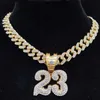 Kolye Kolyeleri Erkek Kadın Hip Hop Numaralı 13mm Kristal Küba Zinciri Hiphop Ile Buzlu Bling Bling Fashion Charm Jewelry 230613