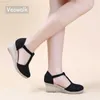 Sandały veowalk bohemian ręcznie robione lniane bawełniane klin Espadrilles Sandały T-Strap Summer Wygodne platformy na wysokim obcasie buty L230720