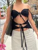 Vrouwen Tanks Wsevypo Zwarte Uitsparing Hemdjes Voor Vrouwen Zomer Sexy Tie-Up Jarretel Low Cut Uitgeholde Crop Vest tops Grunge Punk Streetwear