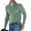 Men's Sweaters Men Wool Quarter Zip Sweater Long Sleeve Warmer Solid Color Pullover Outdoor Autumn Winter