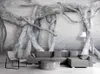 Duvar Kağıtları Bacal Siyah ve Beyaz 3D Üç Boyutlu Gri Sanat Ağacı Kök Virgin Orman Tv Arka Plan Duvarları Duvarlar İçin Duvar Kağıdı 3 D