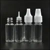 Novos frascos de plástico FDA transparentes 10ml vazios E frascos conta-gotas com triângulo à prova de crianças tampas de tamper pontas de agulha óleo EJUICE 10ml Ofjpi