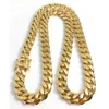 10mm 12mm 14mm Miami Cubaanse Link Chain Heren 14K Vergulde Kettingen Hoge Gepolijst Punk Curb Rvs Hip Hop Jewelry282t