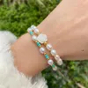 Charm Bracelets Natural White Irregular Pearls Beaded Fashion Plum Blossom Shape Shell Bracelet For Women Reiki Bangle