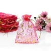 200Pcs Gold Heart Organza Drawstring Bags Wedding Favor Gift Bag 9X12 cm 3 5 x 4 7 inch Multi Colors240J