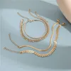 Ссылка браслетов Kotik 5pcs/Set Classic Chain Set для женщин тренд золотой цвет кубинский браслет модные мужчины