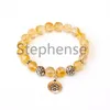 MG0653 2A Grade Citrine Lotus Bracelet Naturel Jaune Cristal Pierre Précieuse Chakra Lotus Charme Yoga Bracelet Nouveau Design Balance Mala Br2715