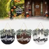 Welkomstkransbord voor boerderij Front Porch Decor Rustieke deurhangers Voordeur met premium groen voor huisdecoratie Q0812281Z