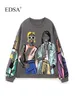 Felpe con cappuccio da donna Felpe con cappuccio EDSA Donna Casual Girl Print Felpa Modern Ladies Girocollo Maniche lunghe Felpe con cappuccio effetto sbiadito Chic Pullover Top 230720