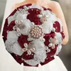 Kwiaty dekoracyjne 1PC/Lot Purple Wedding Bridal Bukiet z biżuterią