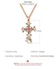 Niedliche Bling-Kubikzirkonia-Halskette mit personalisiertem Blumenkreuz, bunter Diamant-Blattkragen, Roségold, ästhetische Anhängerkette, Schmuck, Halsbänder, Accessoires für Frauen