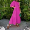 Casual Dresses Customize Summer Fashion Solid Color Maxi Dress Women Elegant Belted Plus Size 3XS-10XL One Shoulder Long